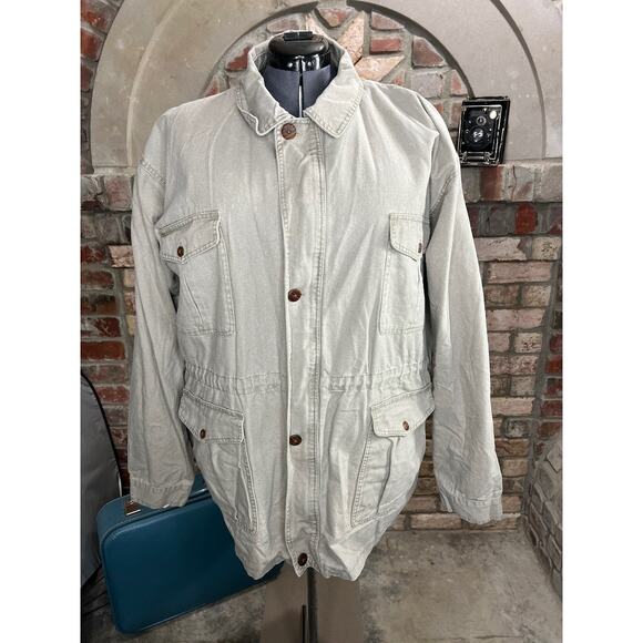 utility jacket vintage safari style khaki - Picture 1 of 8